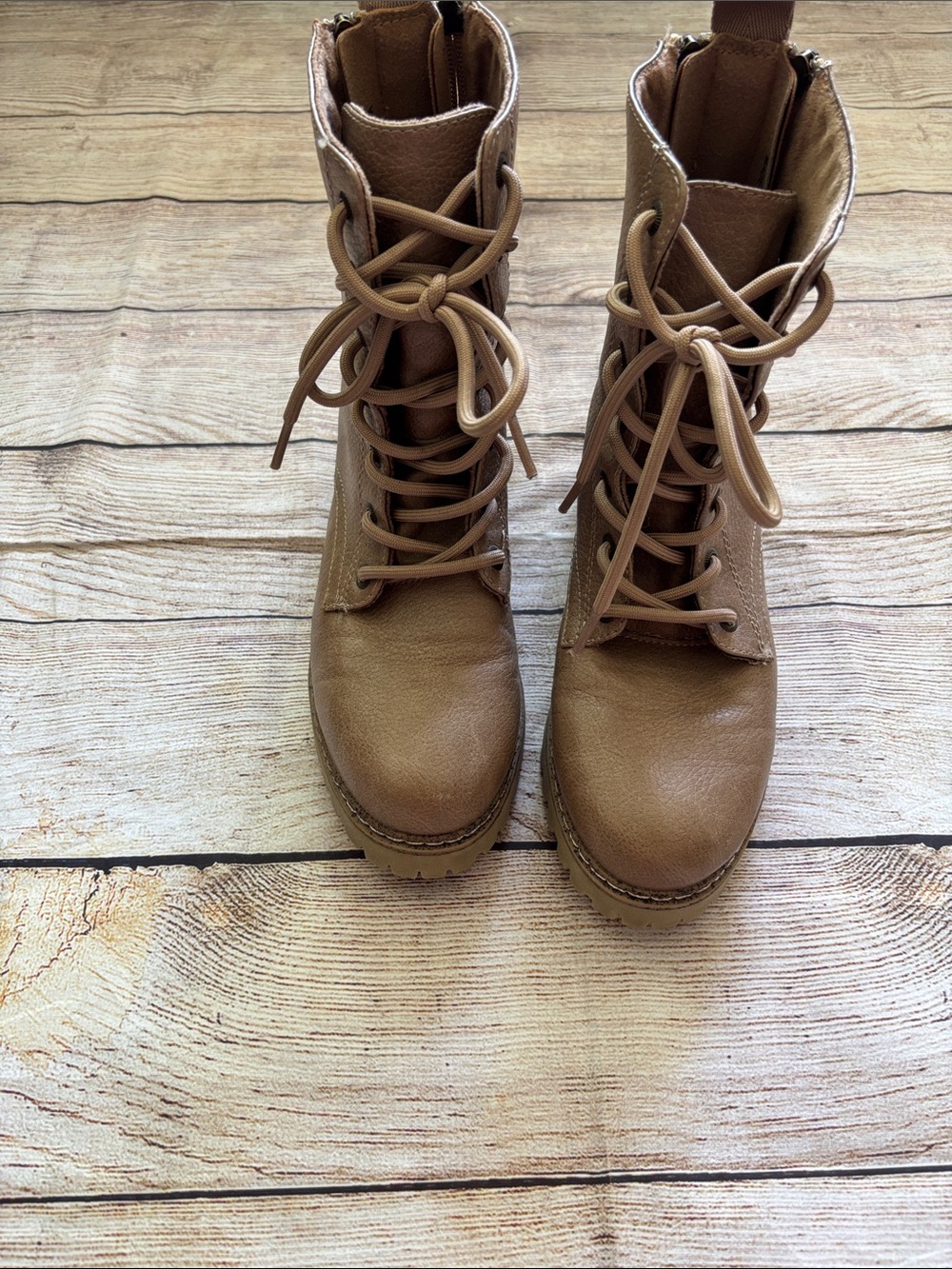 Blowfish Tan Lace-Up Combat Boots